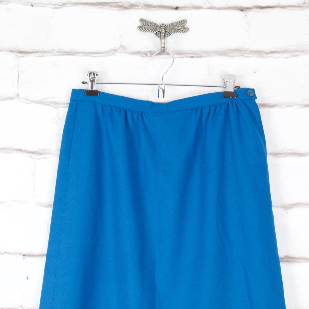 Vintage Pendleton Blue 100% Virgin Wool Fully Lined Pencil Skirt Size 12 - Picture 2 of 8
